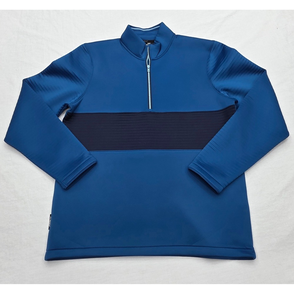 Under Armour Golf Storm Mens Medium Blue 1/4 Zip Pullover Jacket Water Resistant